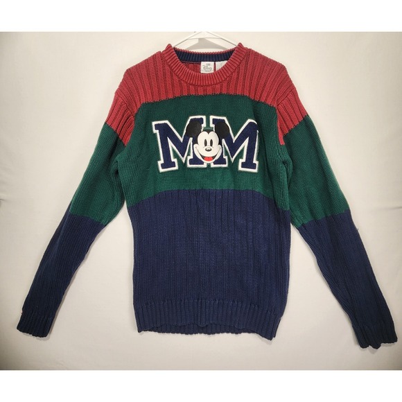Disney Other - Mickey Mouse Disney Store Men's Knit Sweater Stripe Multicolor Size L